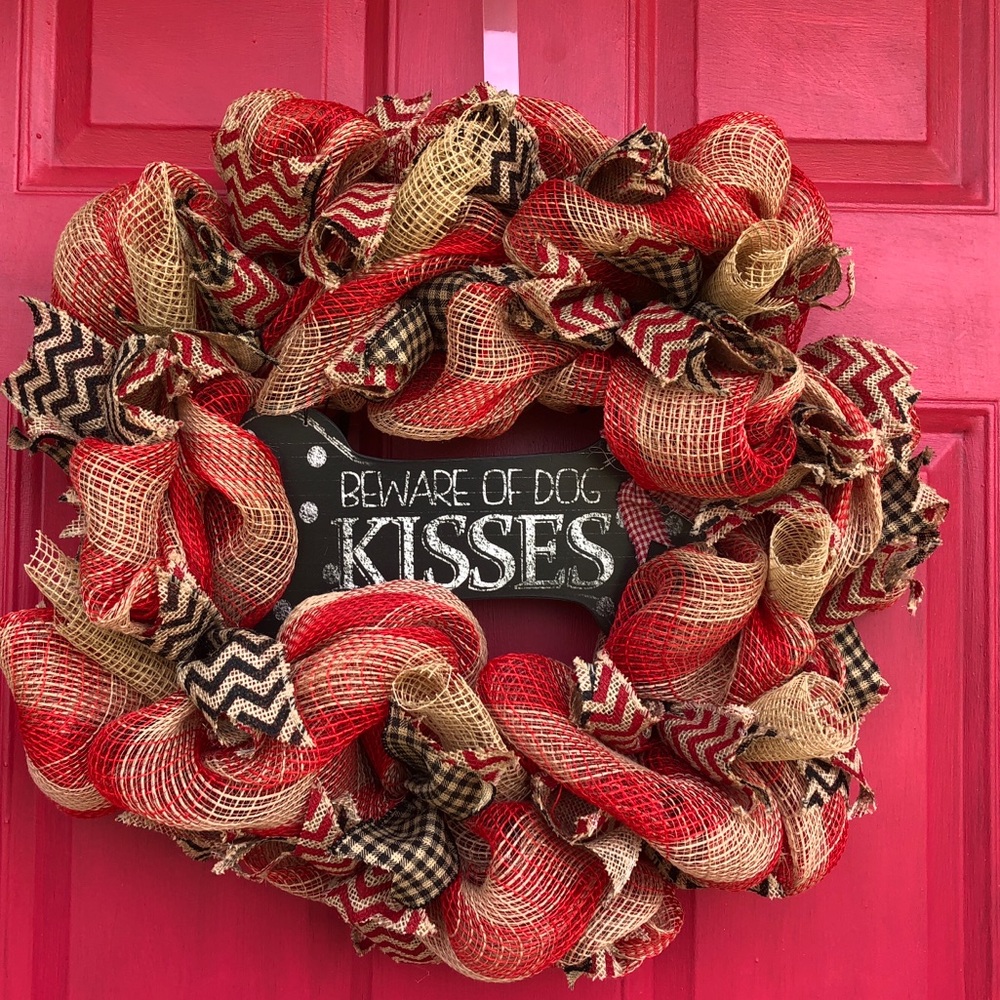 Beware Dog Kisses Wreath